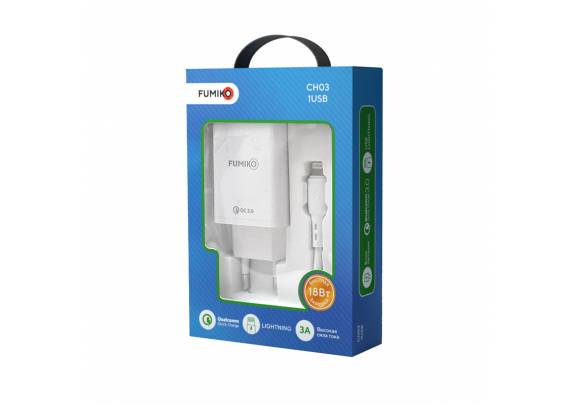 Зарядное устройство FUMIKO CH03 1USB QC3.0 3А c кабелем