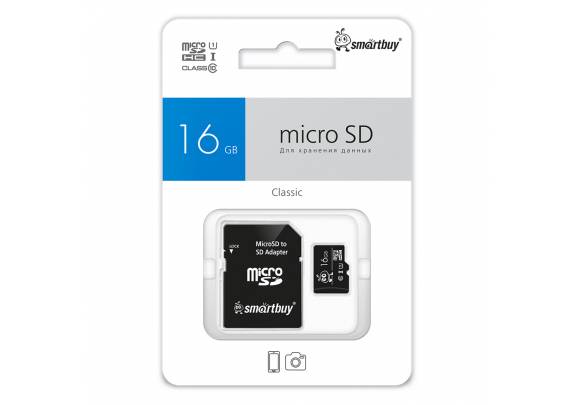 Карта памяти SDmicro 16Gb CL10ад Smart UHS-I